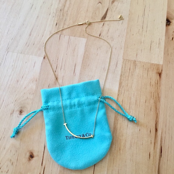 -SOLD- Tiffany T Mini Smile 18K Gold Necklace - Picture 2 of 7